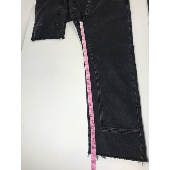 Free People Risk Taker Black Straight Jeans Womens 30 / 10 Boho Relaxed Fray Hem - Picture 10 of 10